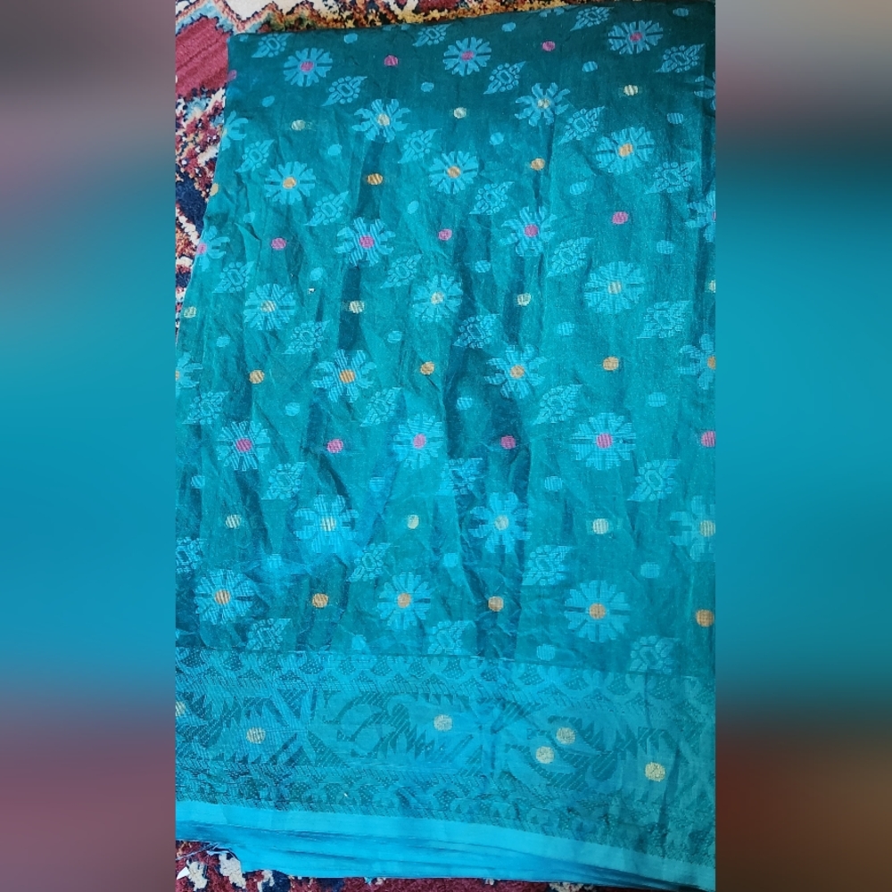Half-silk jamdani saree/ tant jamdani saree
